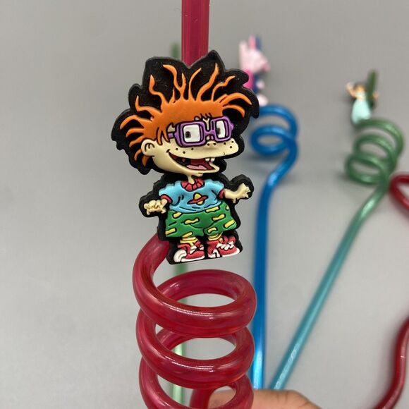 Vintage Crazy Twisty Straws Lot of 5 Disney Warner Bros Applause 90s Rugrats - Picture 2 of 16
